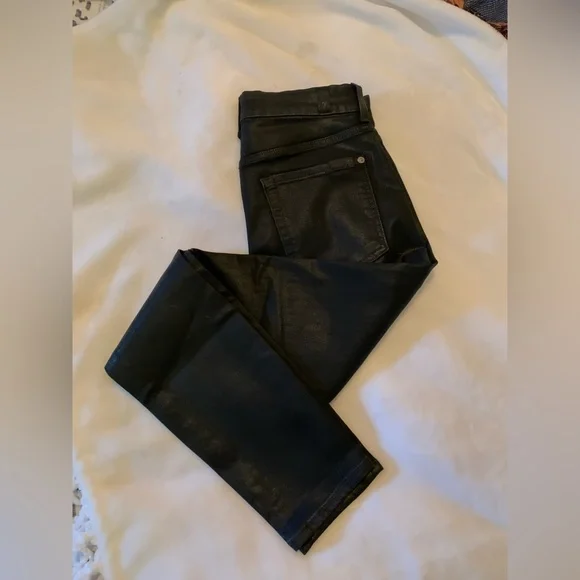 NWOT 7 FOR ALL MANKIND B(AIR) High Waisted Ankle Skinny Jean in Coated Black 27 - Picture 5 of 16